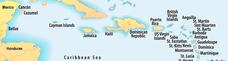 central america caribbean map